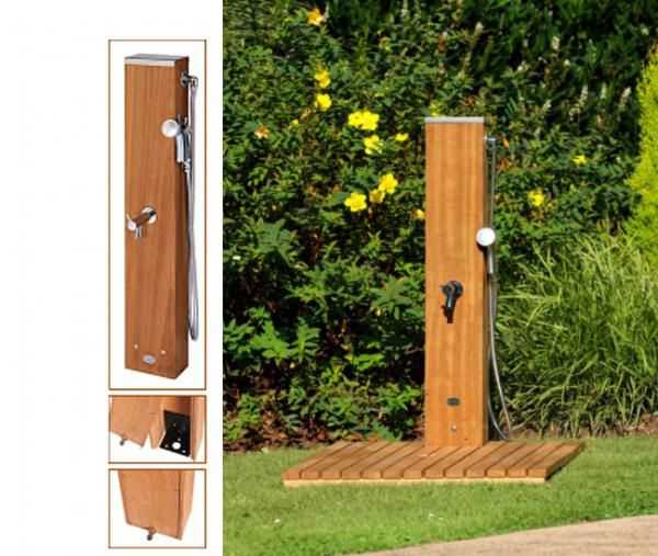 Douche borne en Iroko